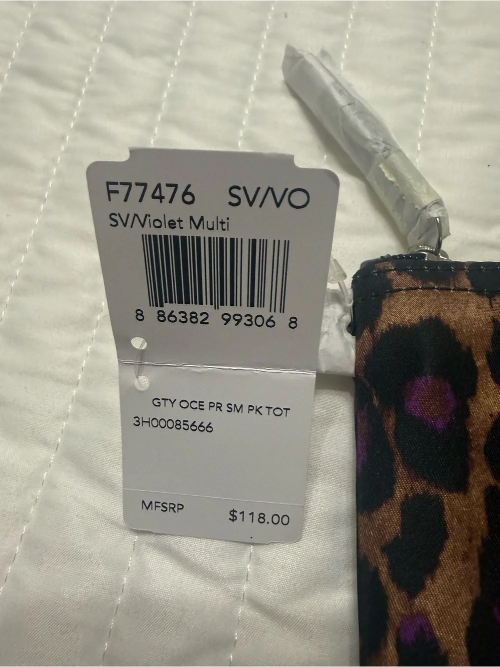 New with tag COACH Leopard-Print Tote with Purple Accents